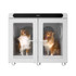 Two Shelties being dried inside Jirpet CPlus Pet Dryer Cabin with divider panel in place