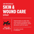 Red Skin & Wound Care Spray label with dog and cat icons.