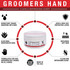 Warren London Groomers Hands Butter infographic highlighting its moisturizing formula, aloe vera, clean scent, non-oily protective layer, USA-made quality and benefits for dry, cracked hands.