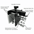Groomers Helper The BEAST 1" Grooming Table Clamp with callouts highlighting solid steel plates, safety clip, hardened steel bolt and locking hardware