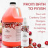 Seasonal Scents Cranberry Crush Shampoo and Cologne displayed with cranberries and festive holiday accents, featuring the text “From bath to finish. Start with Cranberry Crush Shampoo. Finish with its matching cologne.”