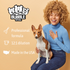 Joyful woman holding a Basenji dog on her lap, with Bubble Bros. branding and key product benefits: professional formula, 12:1 dilution and made in the USA