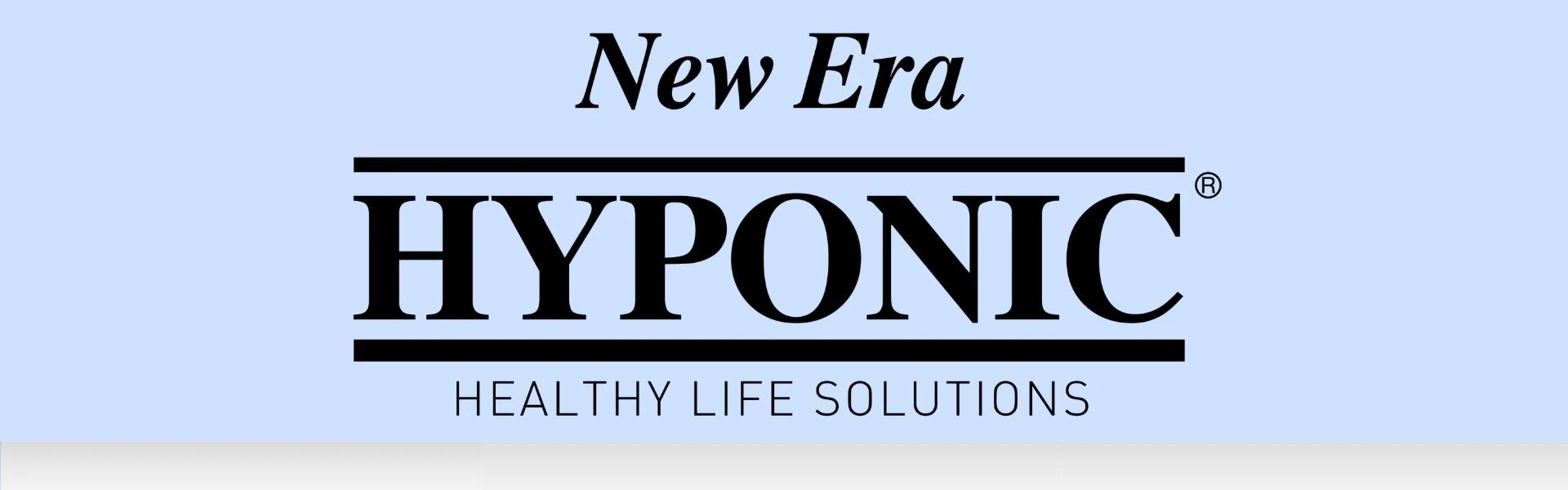 HYPONIC brand banner with logo, New Era headline and Healthy Life Solutions tagline
