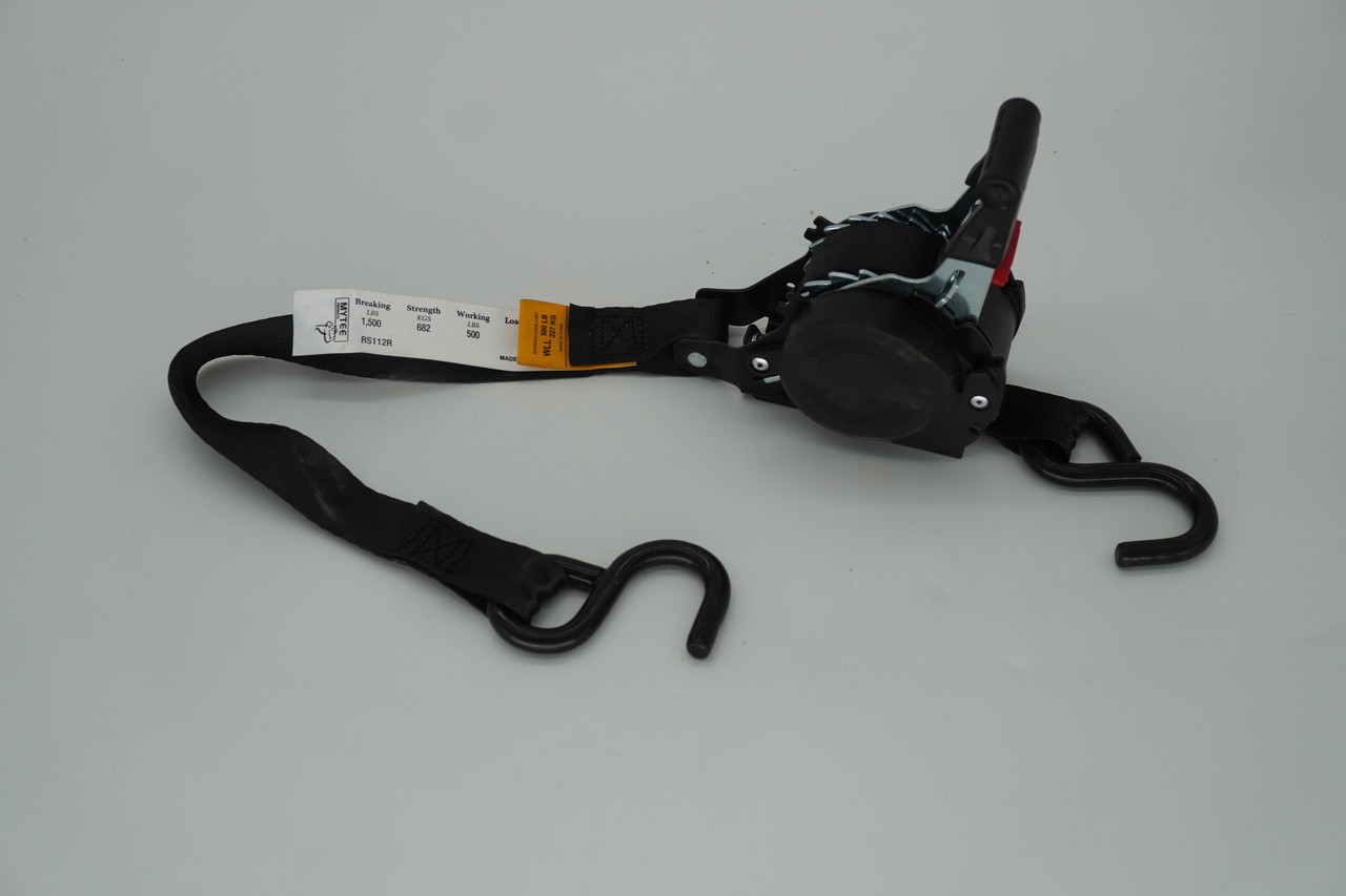 1" X 12' Auto Retractable Ratchet Straps W/Coated S Hook