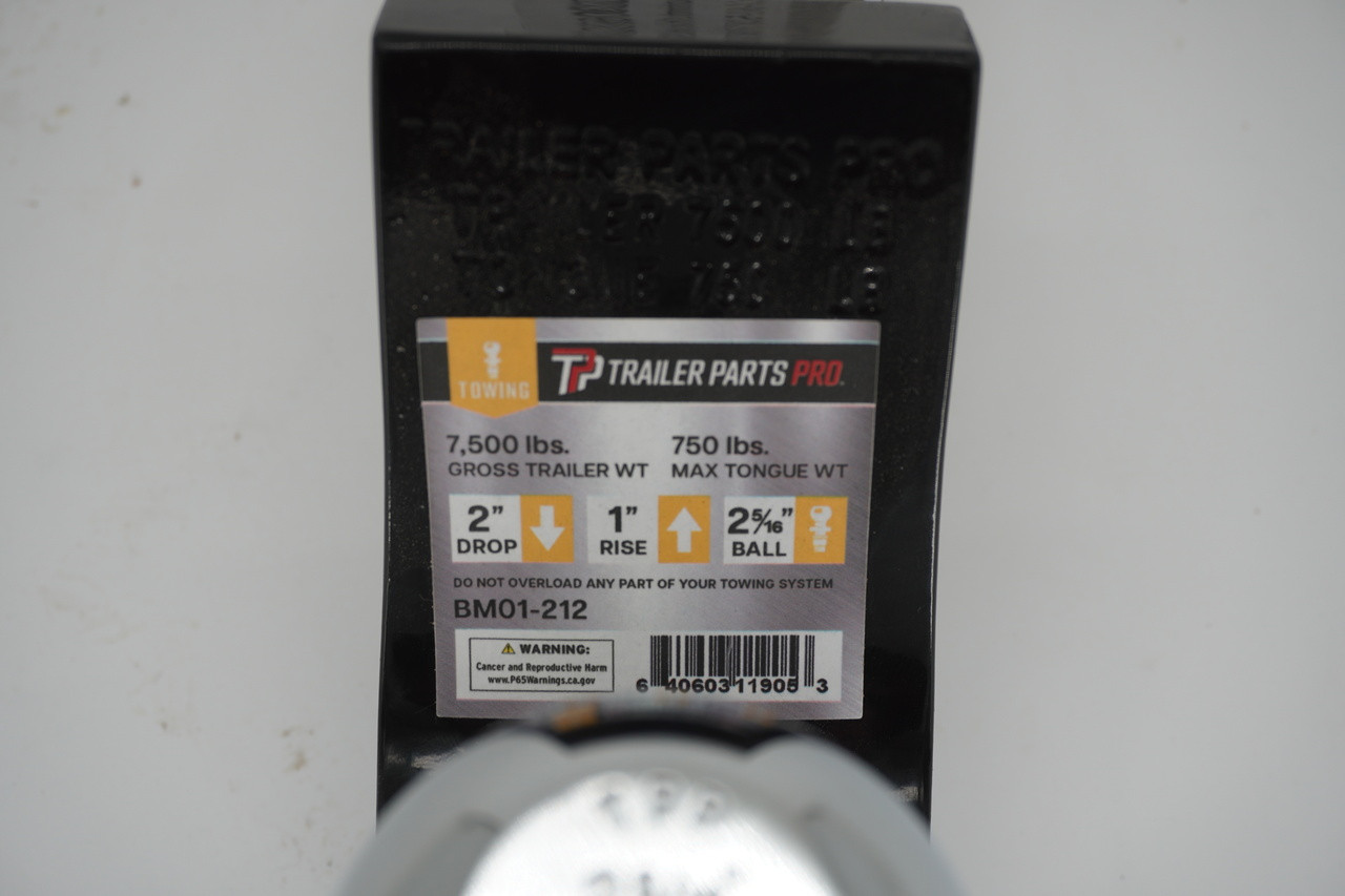 Ball Mount, Kit w/2" Receiver, 2-5/16" Ball & Pin/Clip, 2" Drop, 7,500 lb