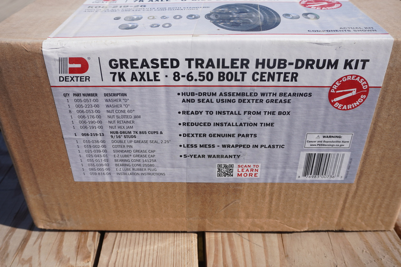 7K Hub/Drum 9/16" Stud (PRE-GREASED BOXED KIT) (K08-219-2G)