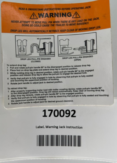 Label, Warning Jack Instruction