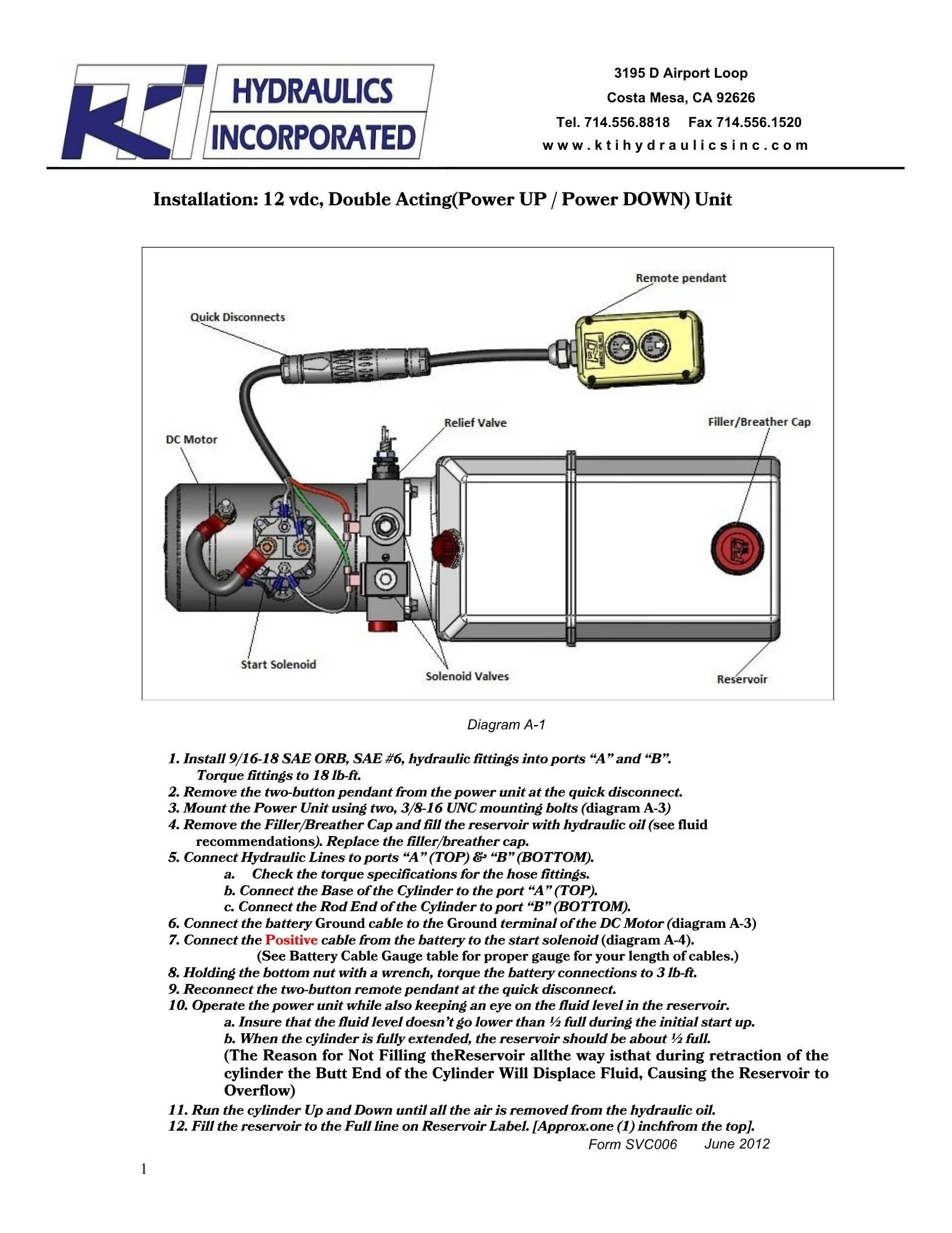Double Acting Pump Installation Page 1