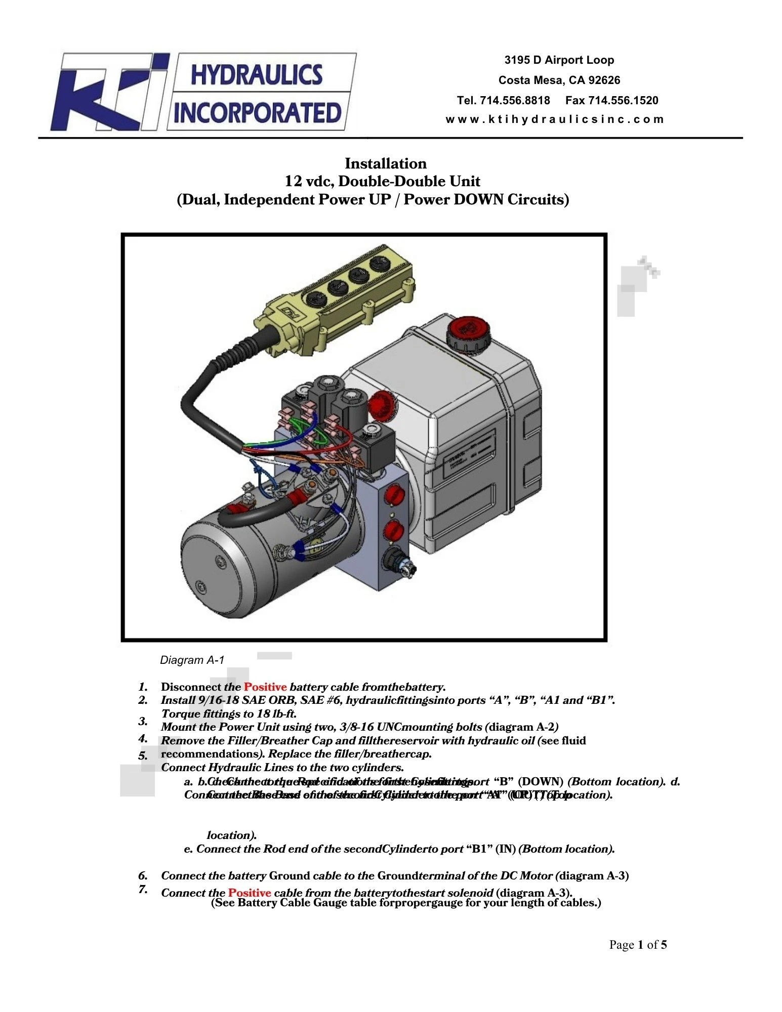 Double-Double Acting Pump Installation Page 1
