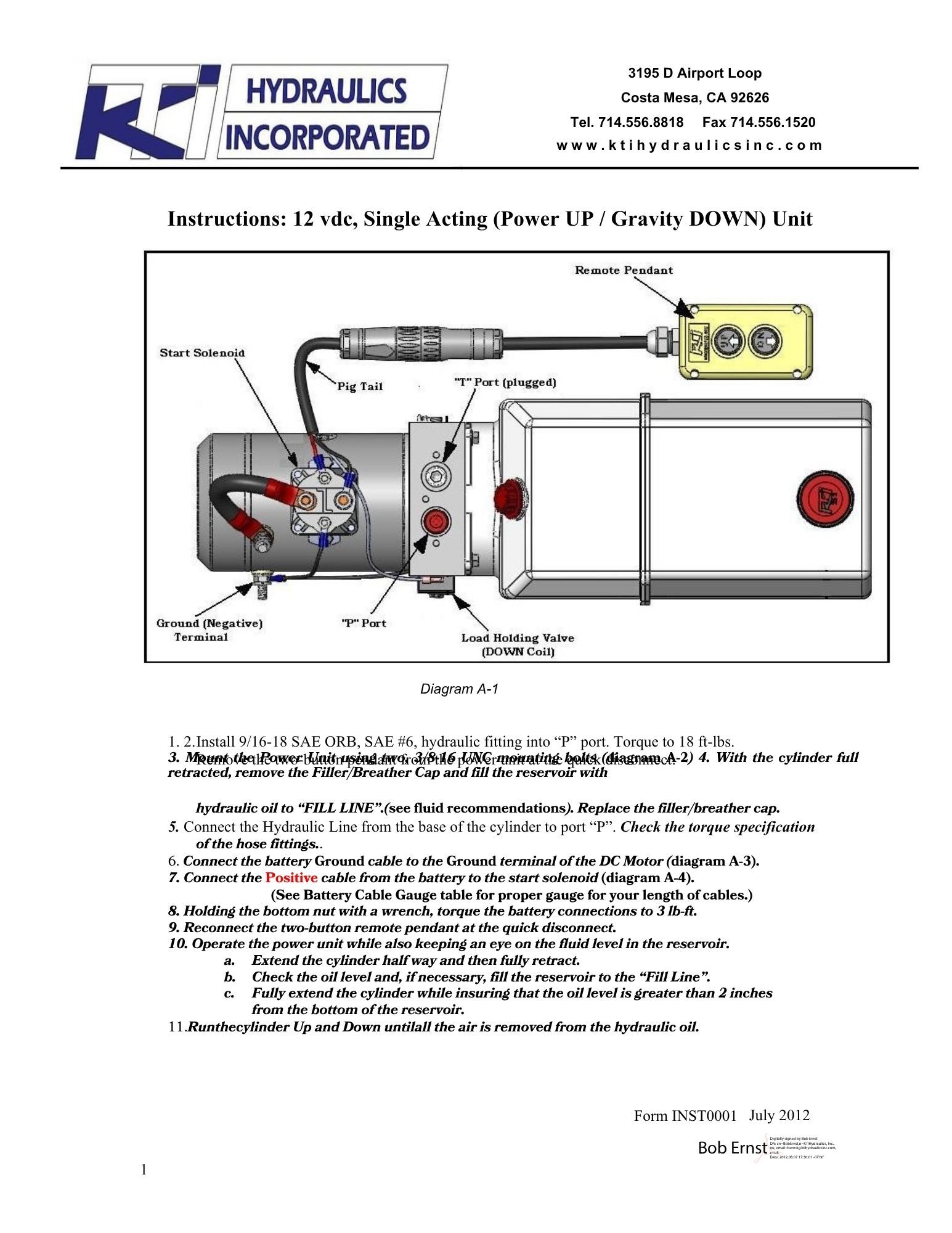 Single Acting Pump Installation Page 1