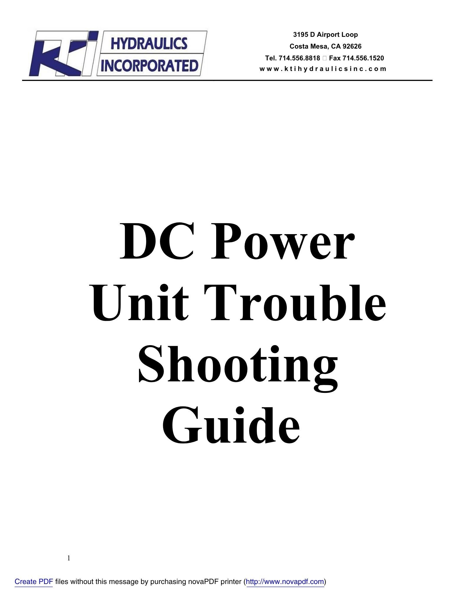 KTI Troubleshooting Guide Page 1