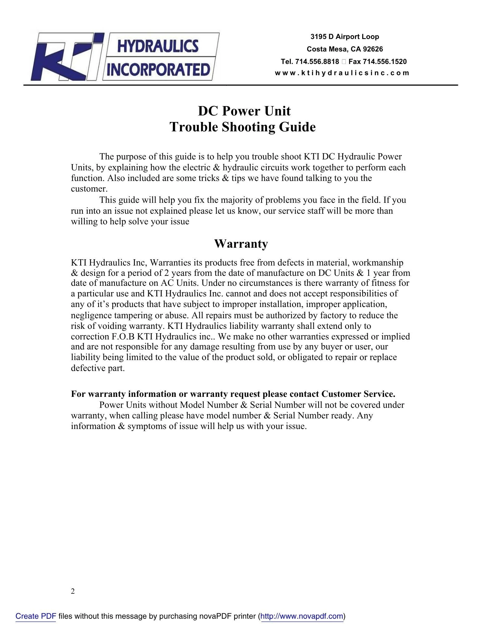 KTI Troubleshooting Guide Page 2
