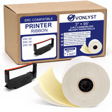 Complete value pack of carbonless receipt paper rolls with Epson ERC-30 ERC-34 ERC-38 printer ribbon