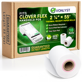 Clover Flex thermal receipt paper rolls 2 1/4" x 55' – 10-pack BPA-free high-quality POS paper