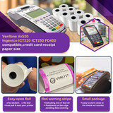 Vonlyst 2 1/4 inch thermal receipt paper compatible with Verifone V200c, V400c, V400m; high-quality BPA-free 10-roll pack for POS printing.
