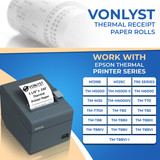 Vonlyst Thermal Tape Paper Rolls for Epson 3 1/8 x 230