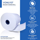 Vonlyst Cash Register Paper Rolls for Epson Printer 3 1/8 x 230