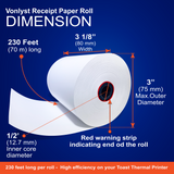 Thermal paper rolls designed for Toast TP200 printers, compatible with Epson TM-M30, TM-M30II, TM-T20, and TM-88V thermal receipt printers