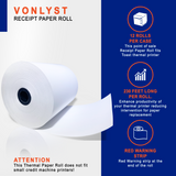 3 1/8 x 230 Thermal Receipt Paper Roll for Toast TP200 Point of Sale