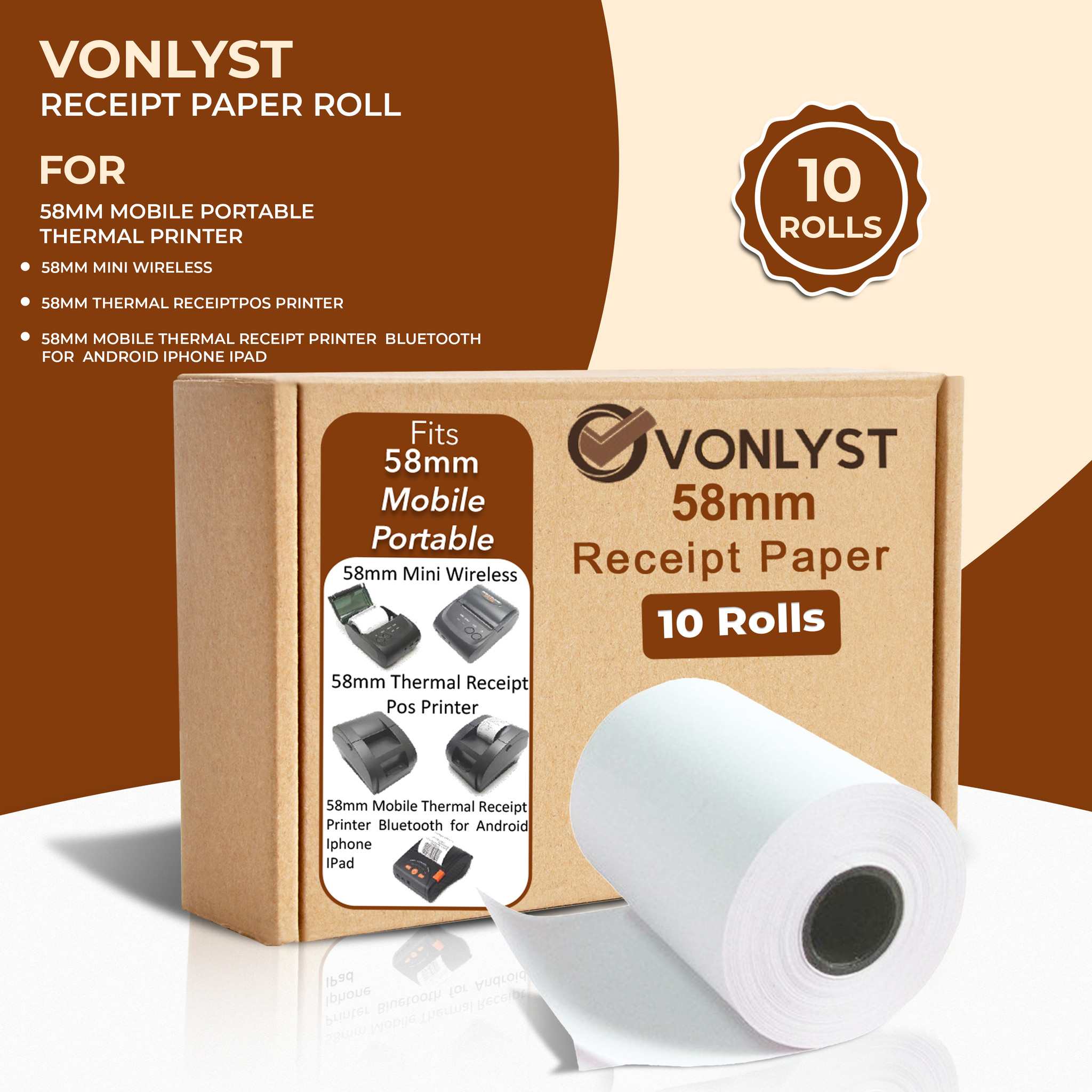 Munbyn 58mm Thermal Printer Paper (10 Rolls) - Vonlyst