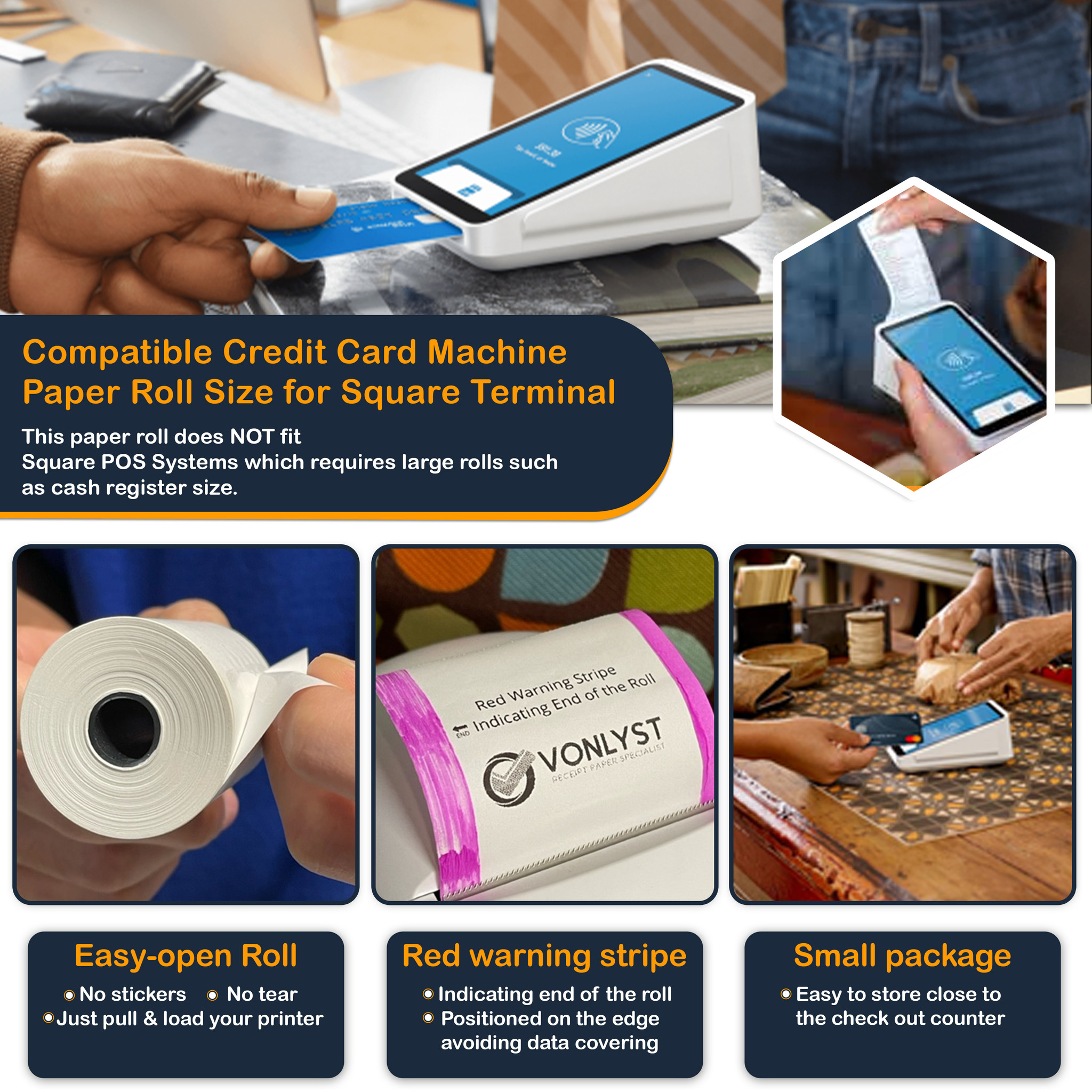 Vonlyst Thermal Receipt Paper Rolls 2 1/4