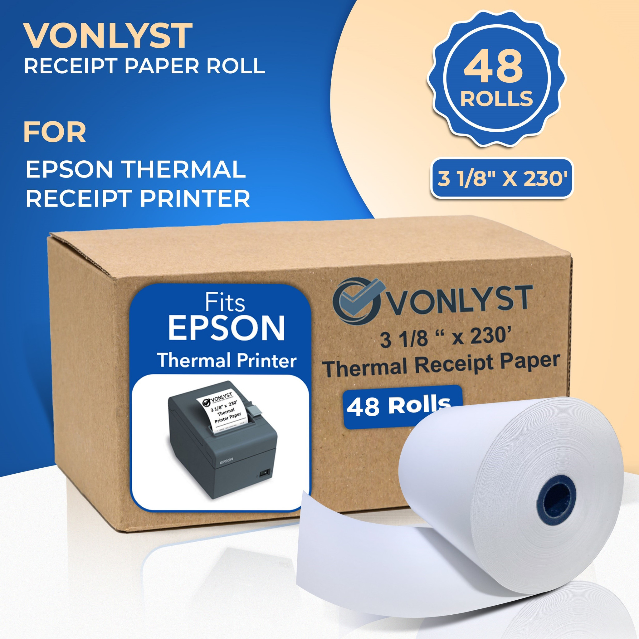 Epson Thermal Receipt Paper roll 3 1 8' x with 48 - Vonlyst