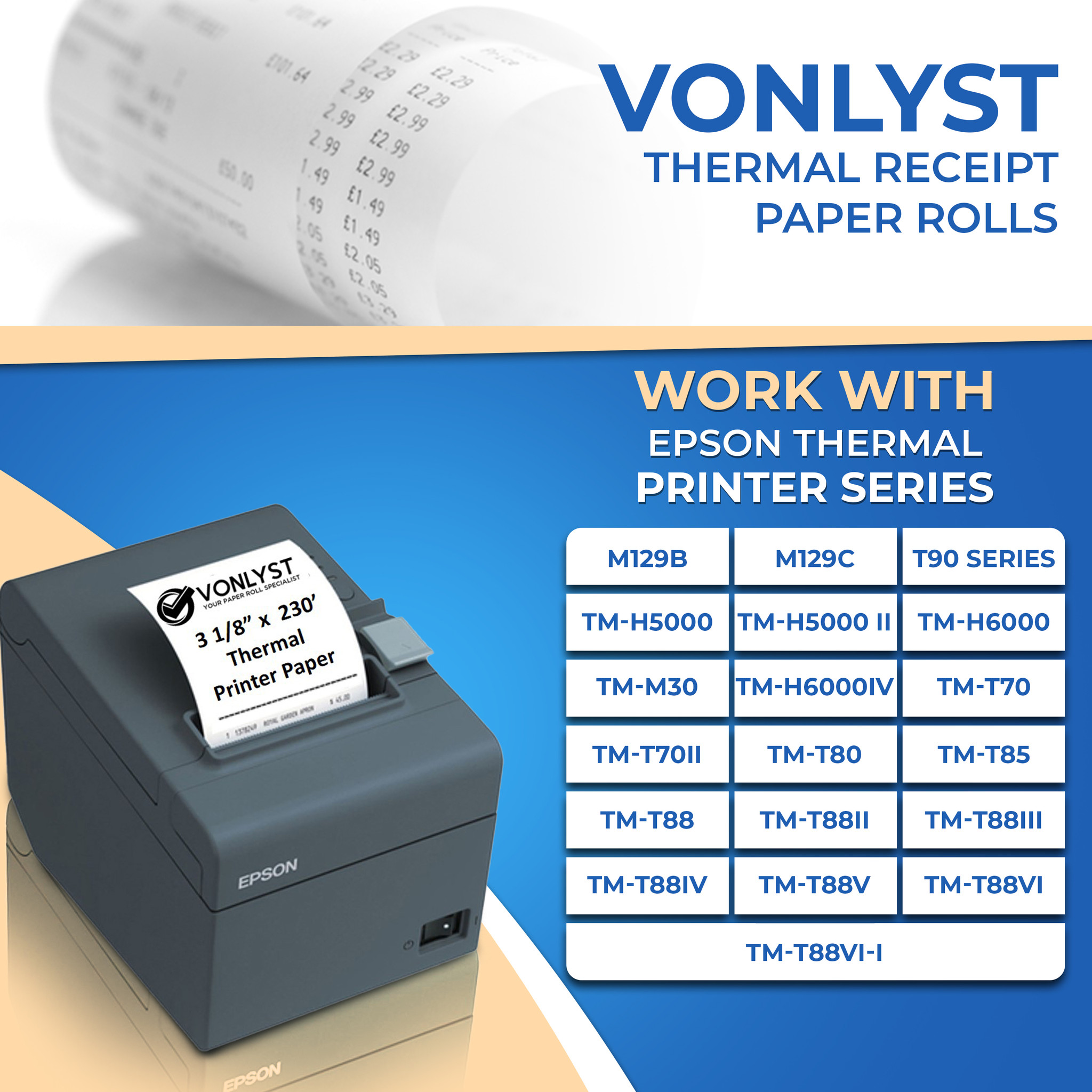 Epson Thermal Receipt Paper Roll 3 1 8 X 230 Box With 48 Vonlyst 7716