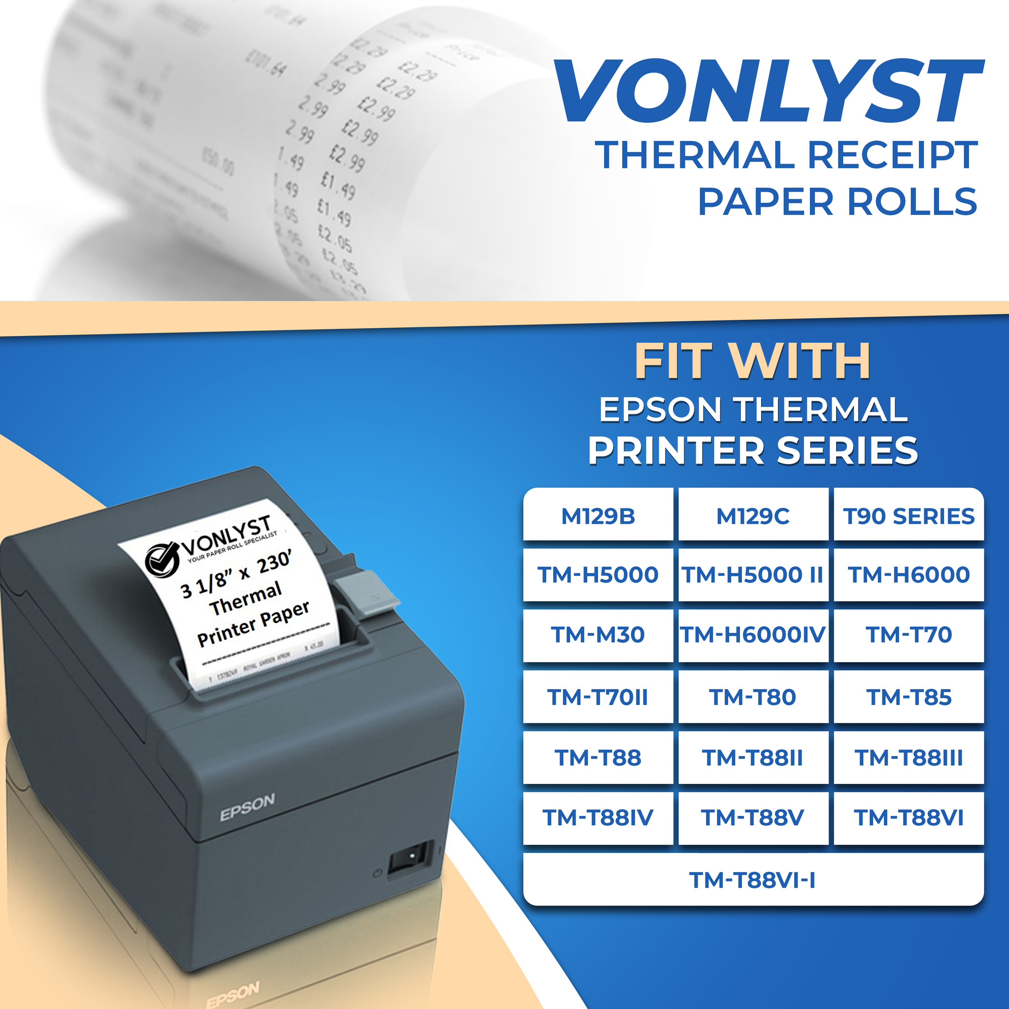 Epson Thermal Receipt Paper Roll 3 1/8 x 230' - Box with 12