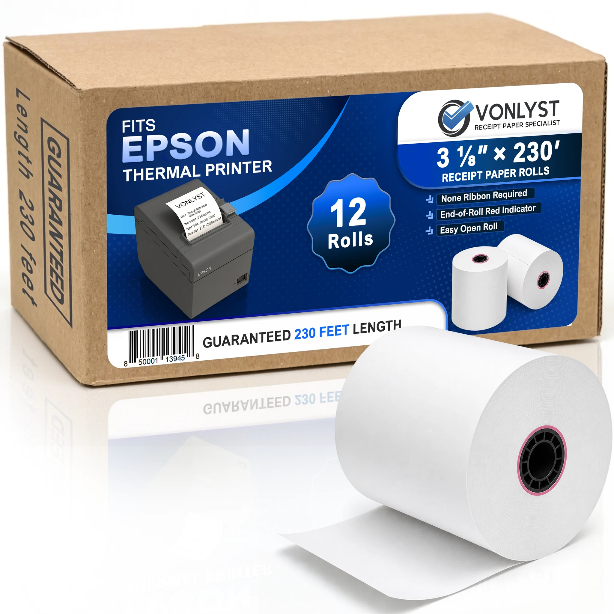 Epson Thermal Receipt Paper Roll 3 1/8" x 230' - Box with 12