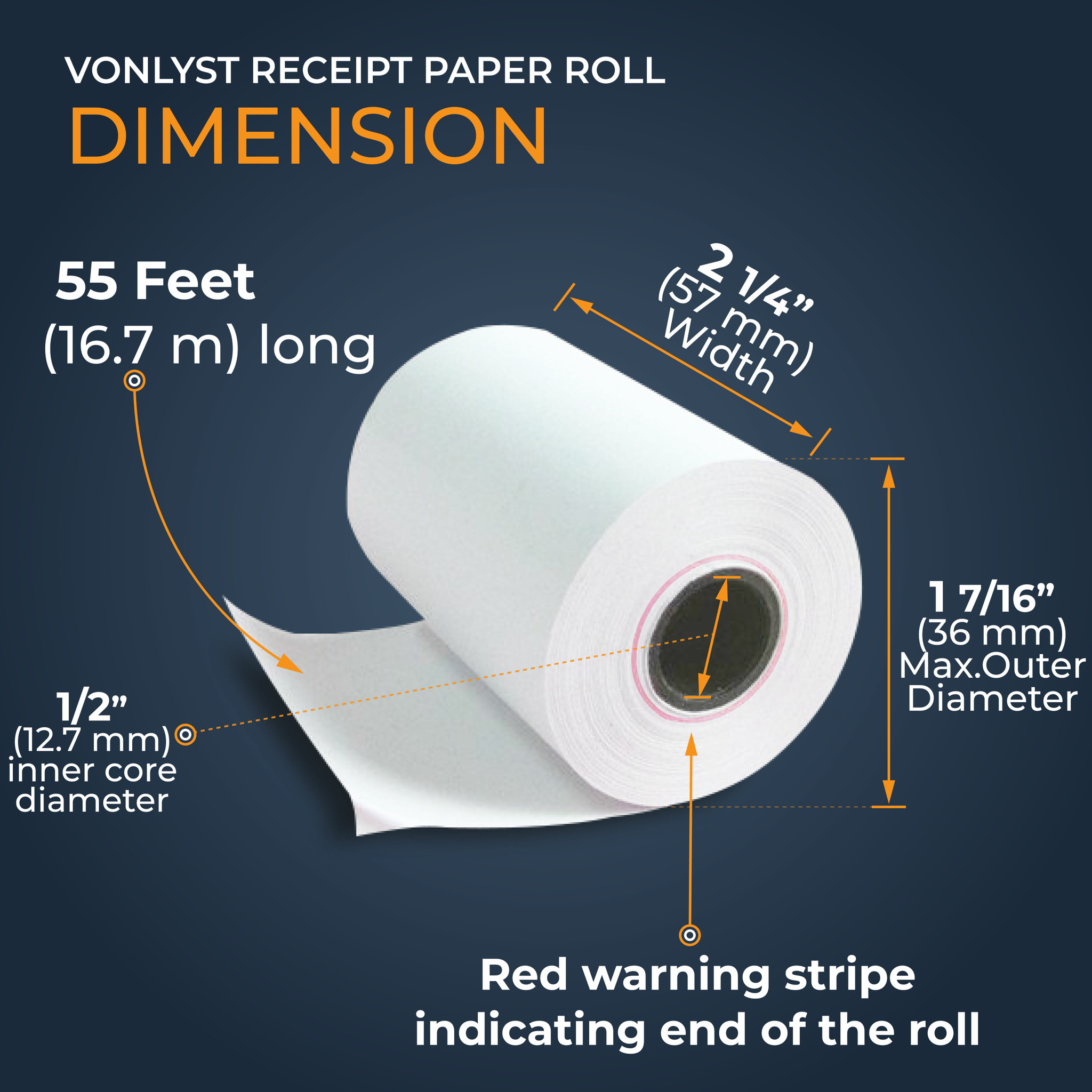Square Terminal Receipt Paper Roll 2 1/4