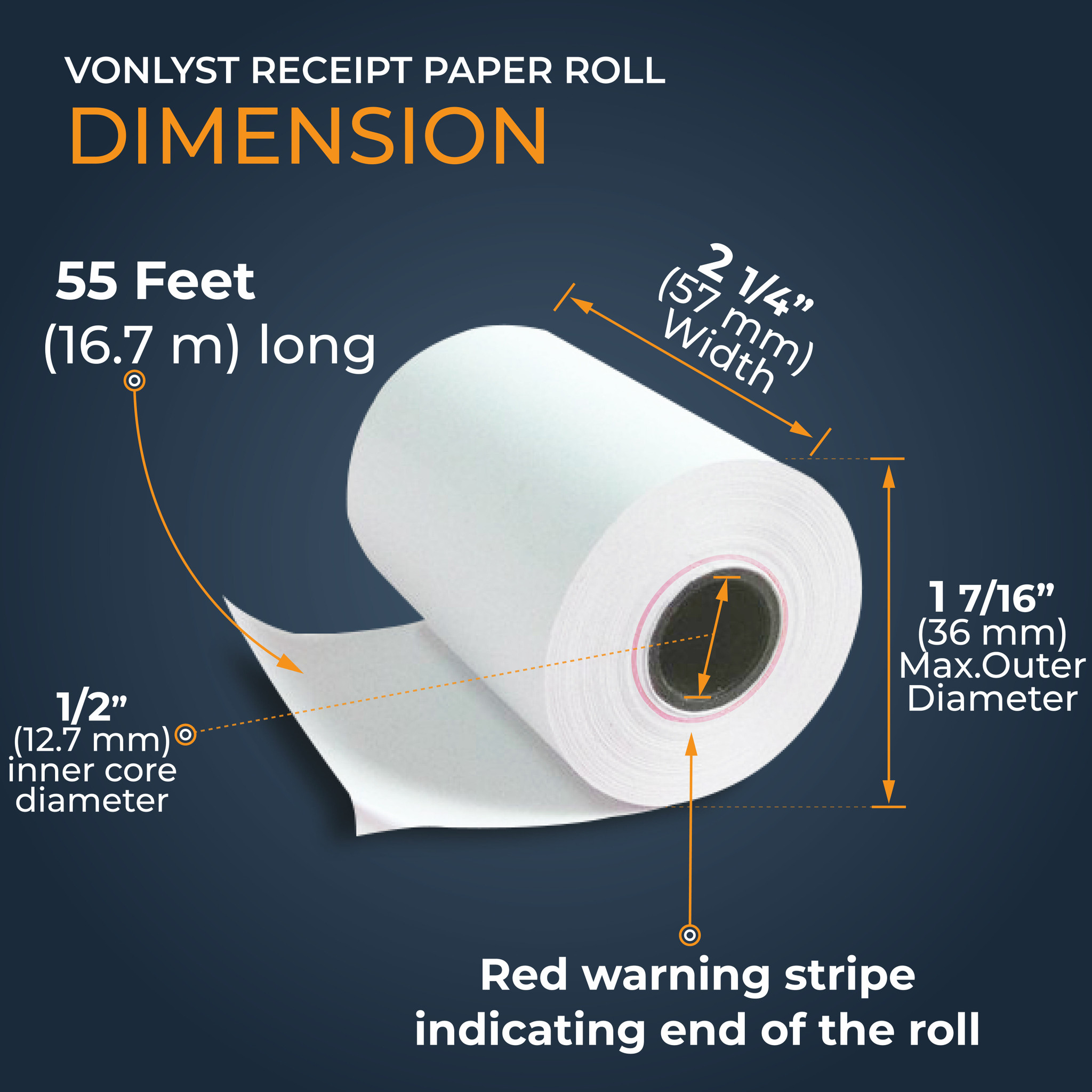 Vonlyst Thermal Receipt Paper Rolls 2 1/4