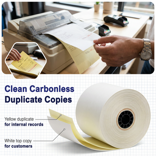 Complete value pack with 10 carbonless receipt paper rolls (3" x 95') plus genuine Epson ERC-30/34/38 printer ribbon. Ideal for POS, retail & kitchen printers. image 5