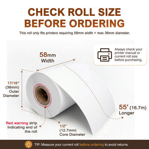 58mm Thermal Receipt Printer Paper  (10 Rolls) image 1