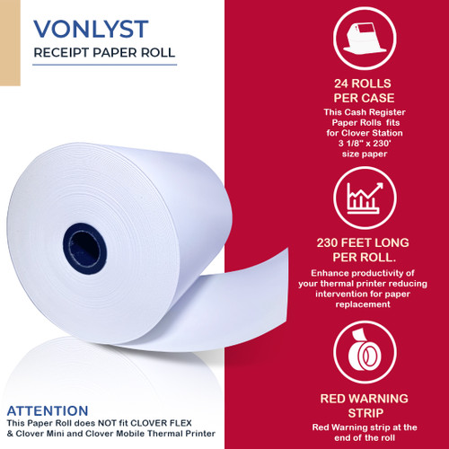 Vonlyst Receipt Paper Tape for Clover Printer Machine