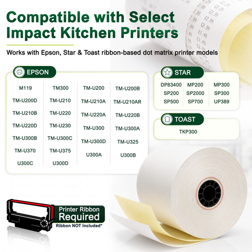 2-Ply Epson Receipt Kitchen Printer Copy Paper Yellow/White image 3
