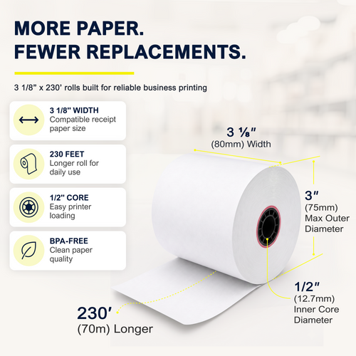 Star Micronics Thermal Receipt Paper Roll 3 1/8" x 230' - Box with 24 image 2