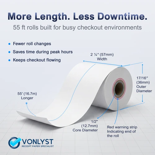 Credit Card Machine Paper Roll for Dejavoo P1 P3 P8 QD1 QD2 Z8 Z9 Z11 image 1