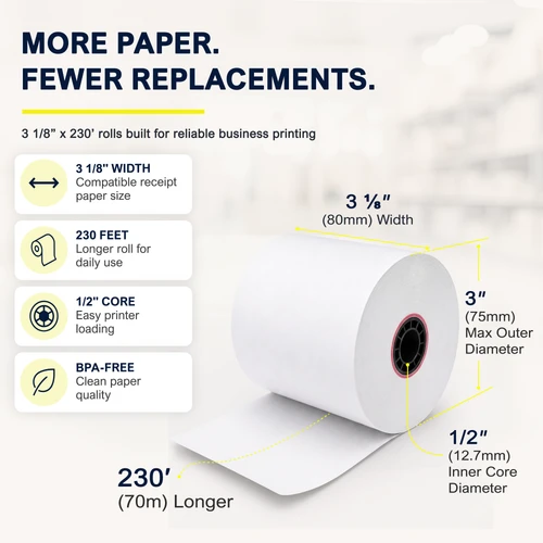 Square POS Thermal Printer Receipt Paper Roll (24 Rolls) image 2