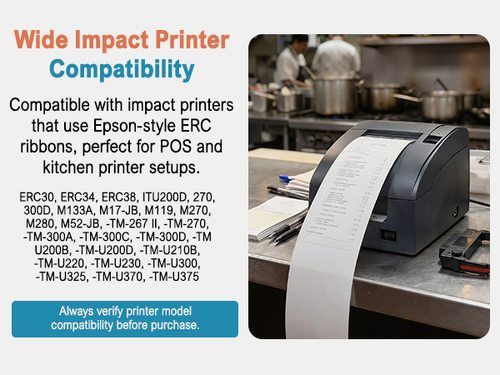 Complete value pack with 10 Single Ply Bond receipt paper rolls (3" x 165') plus genuine Epson ERC-30/34/38 printer ribbon. Ideal for POS, retail & kitchen printers. image 4