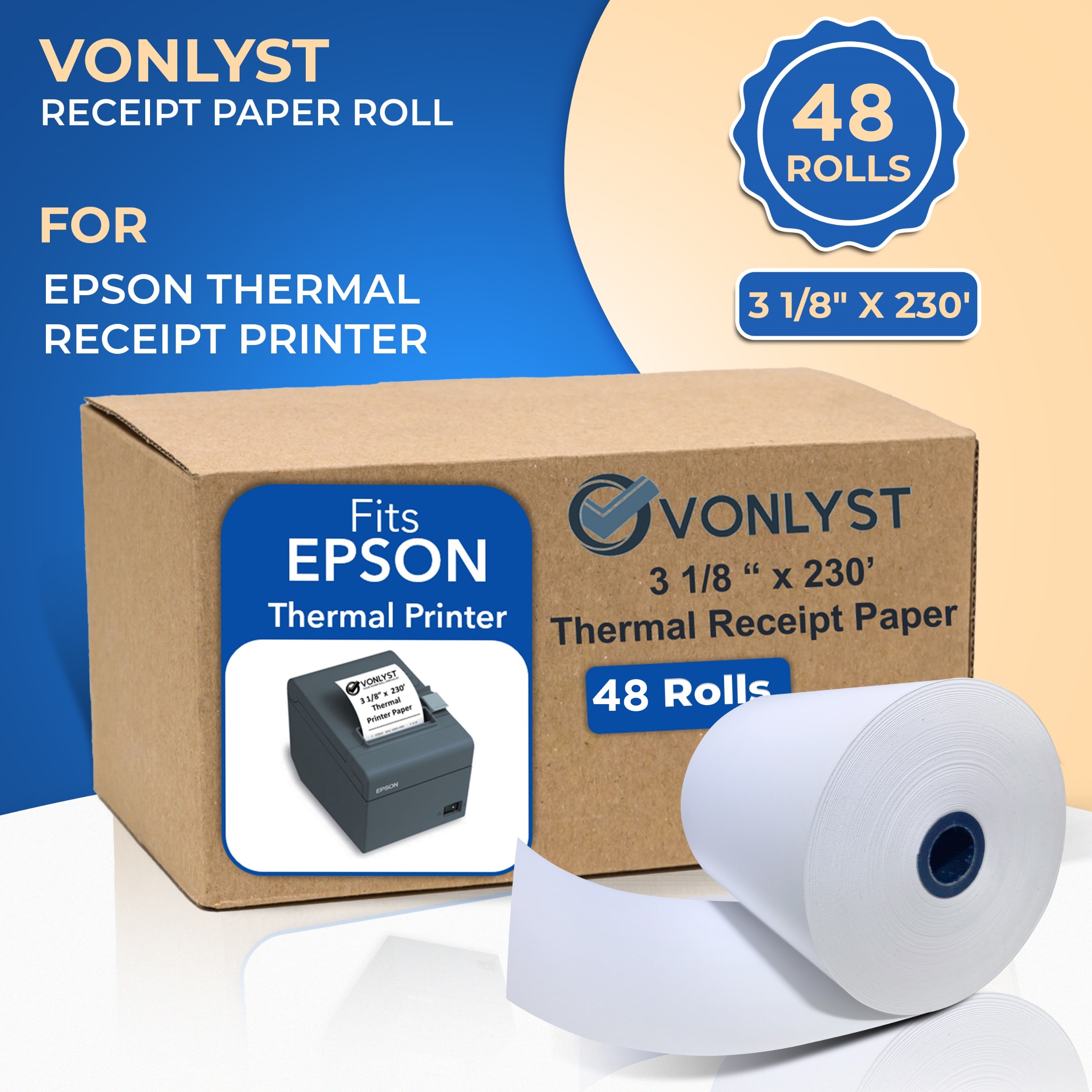 EPSON TM-L90 Thermal 3 1/8 Inch x 170' Sticky Paper 12 Rolls