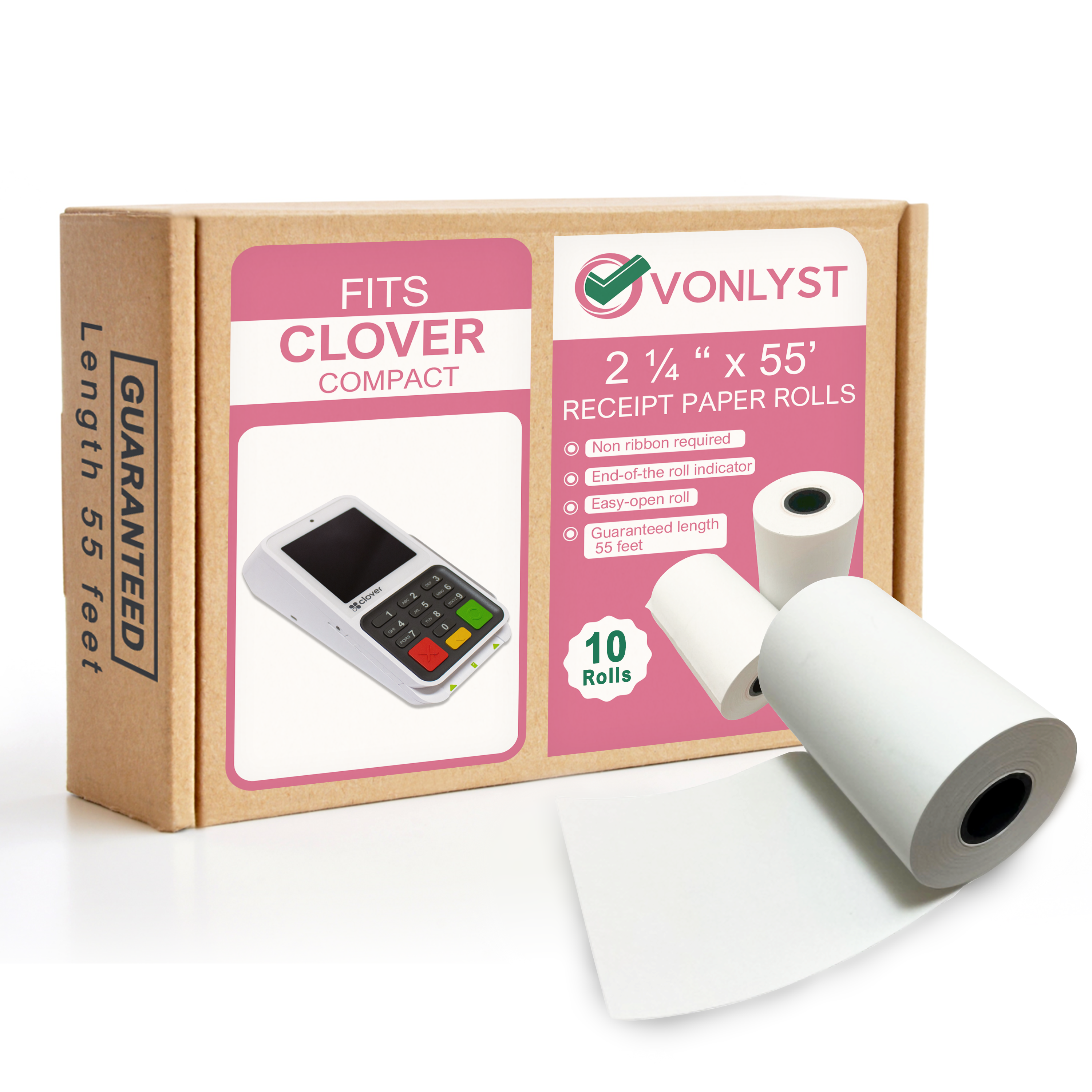 Clover Compact Receipt Paper Rolls 2 1/4