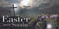 Easter banners promoting church services serve as visual invitations and thematic decorations, featuring uplifting messages like "He is Risen" alongside symbols like crosses and lilies. They are crucial for creating a welcoming atmosphere, providing service times on outdoor vinyl, and encouraging community participation in special Easter events.

And if you want something uniquely yours, contact us! Our design professionals will create a special design with your information - all at no extra charge!