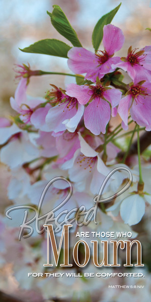 Church Banner featuring Flowers with Message from Beatitudes Series
