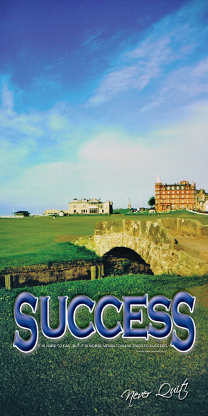 Church Banner featuring Swilken Bridge at St. Andrews with Motivational Theme