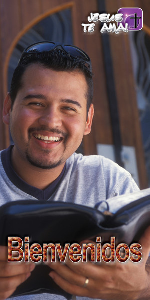 Spanish Church Banner featuring Man/Bible and Welcome Theme