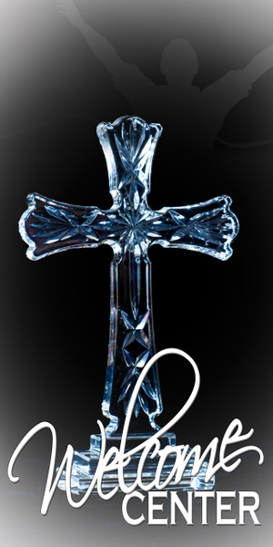 Church Banner with Crystal Cross for Welcome Center