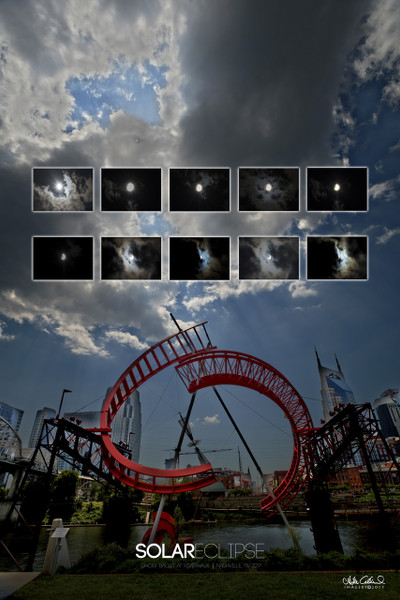 The partial Solar Eclipse of 2017 in Nashville as seen from the iconic Ghost Ballet art exhibit.