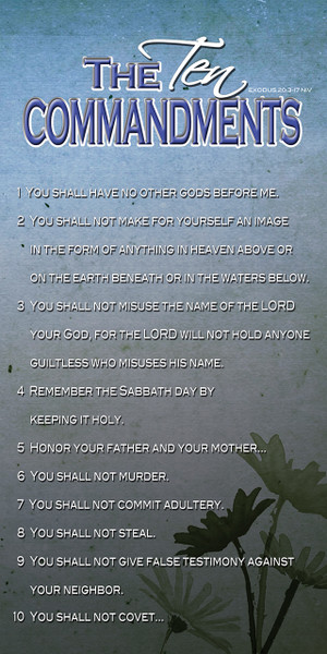 Banners featuring the 10 Commandments are available in various styles, color, and materials, often designed for churches and classrooms. Options range from traditional stone tablet designs to colorful, educational banners for children and embroidered, embellished styles for sanctuaries.

And if you want something uniquely yours, contact us! Our design professionals will create a special design with your information - all at no extra charge!