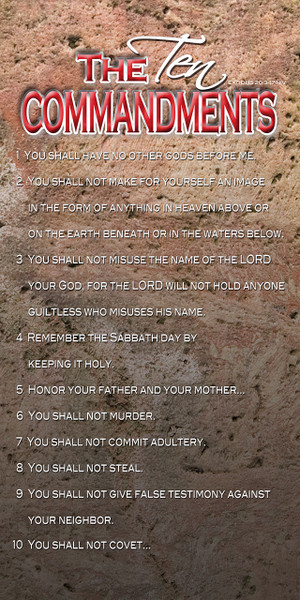 Banners featuring the 10 Commandments are available in various styles, color, and materials, often designed for churches and classrooms. Options range from traditional stone tablet designs to colorful, educational banners for children and embroidered, embellished styles for sanctuaries.

And if you want something uniquely yours, contact us! Our design professionals will create a special design with your information - all at no extra charge!