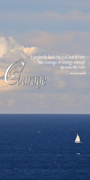 Church Banner featuring Small Sailboat on Ocean with Courage Theme